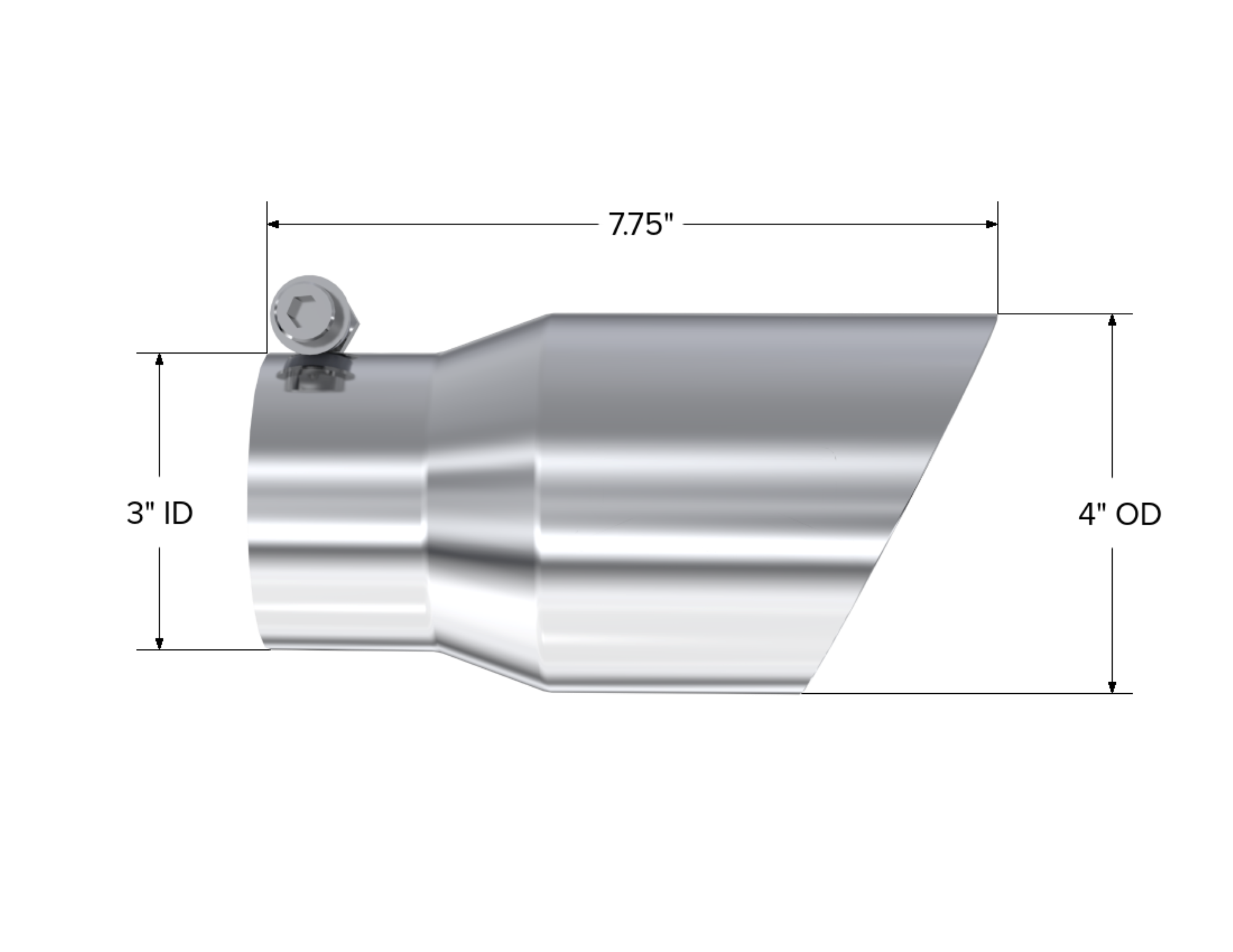 MBRP Exhaust T5122 Tip. 4in. O.D.. Dual Wall Angled. 3in. Inlet. 8in. Length. T304.
